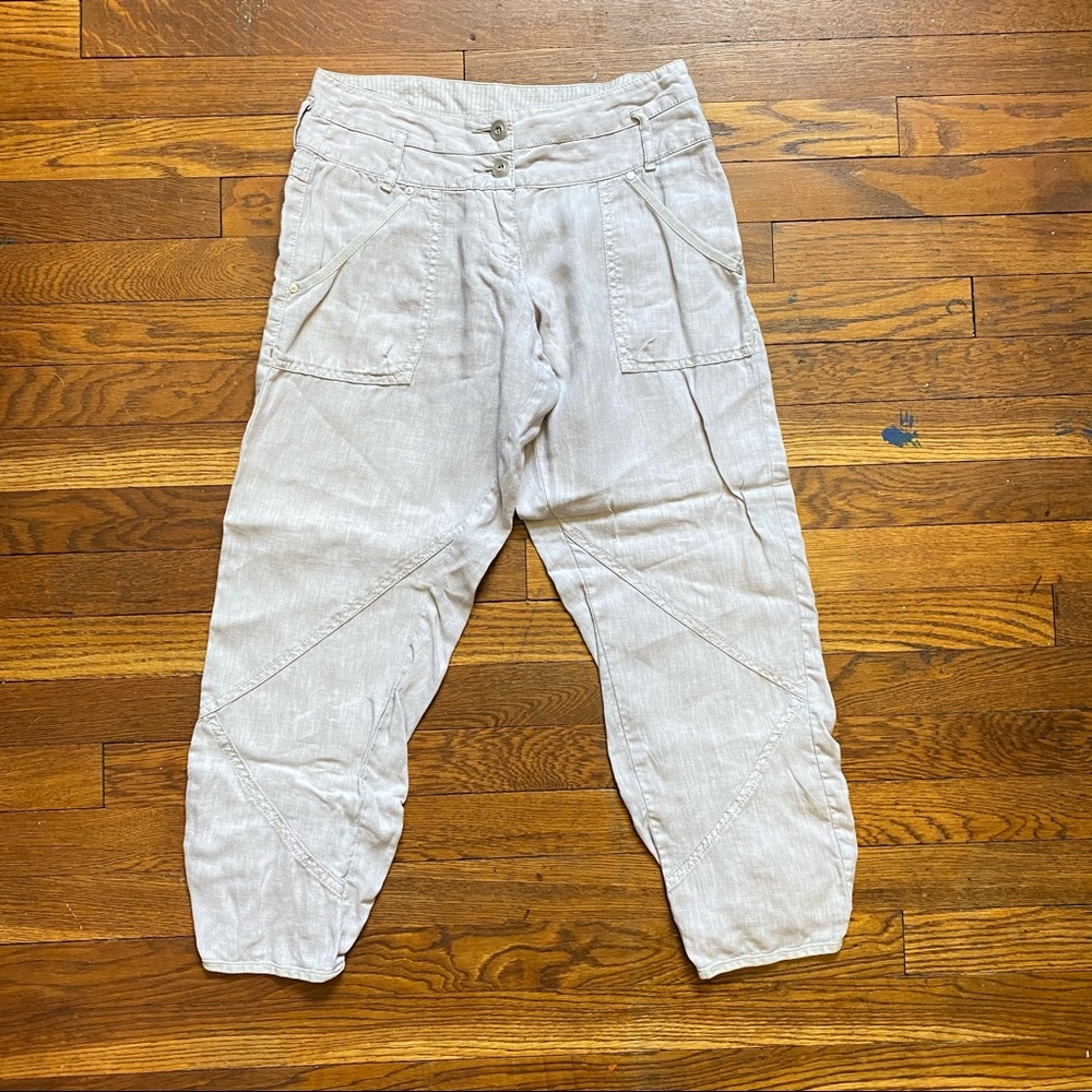 Sandwich Clothing Edinburgh linen gray lagenlook cropped pants ruching size XS